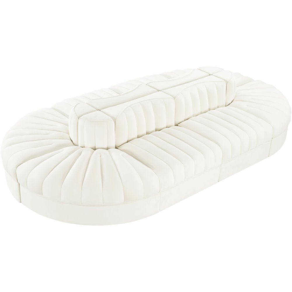 Rummi Cream Velvet Performance Fabric Upholstered 8pc. Modular Sectional