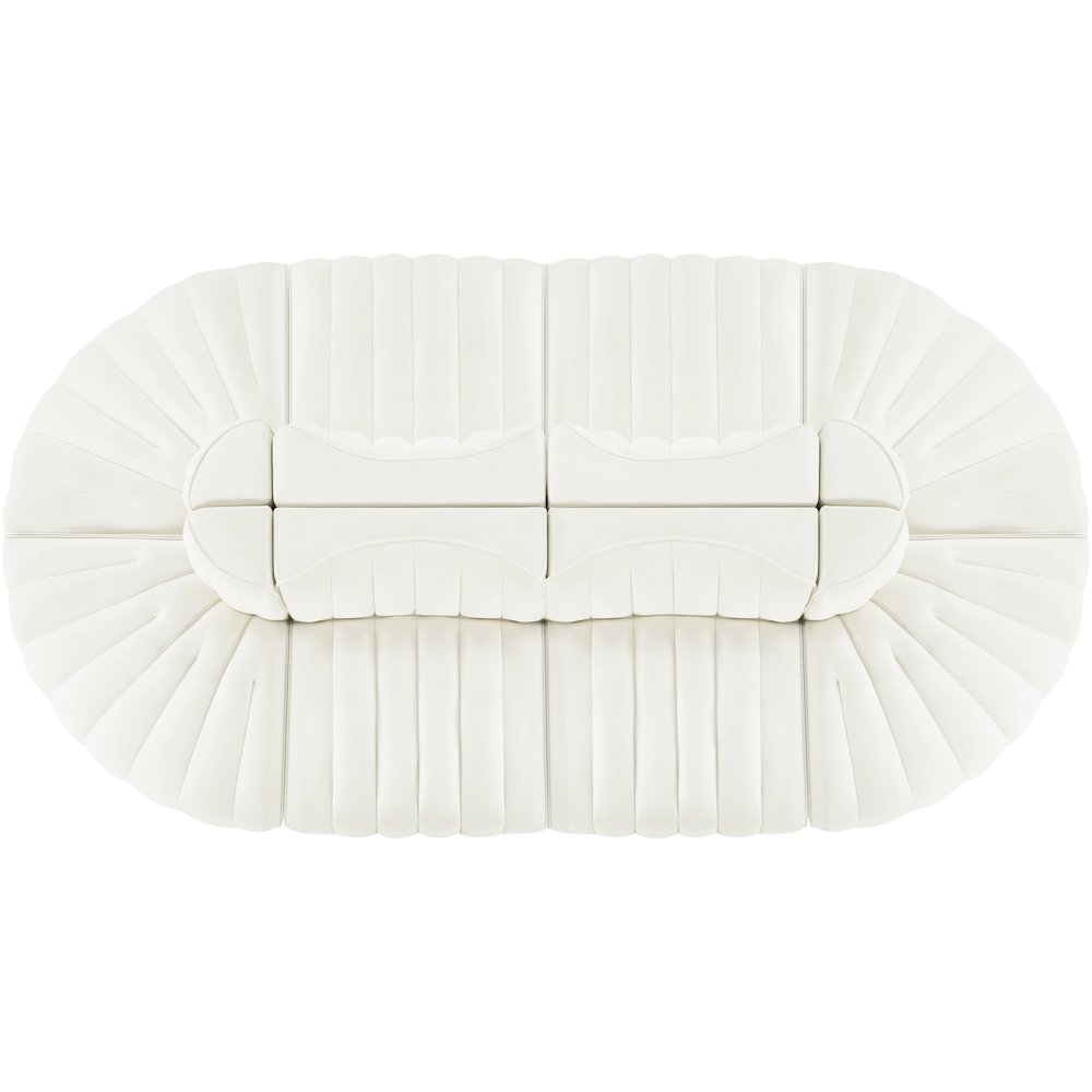 Rummi Cream Velvet Performance Fabric Upholstered 8pc. Modular Sectional