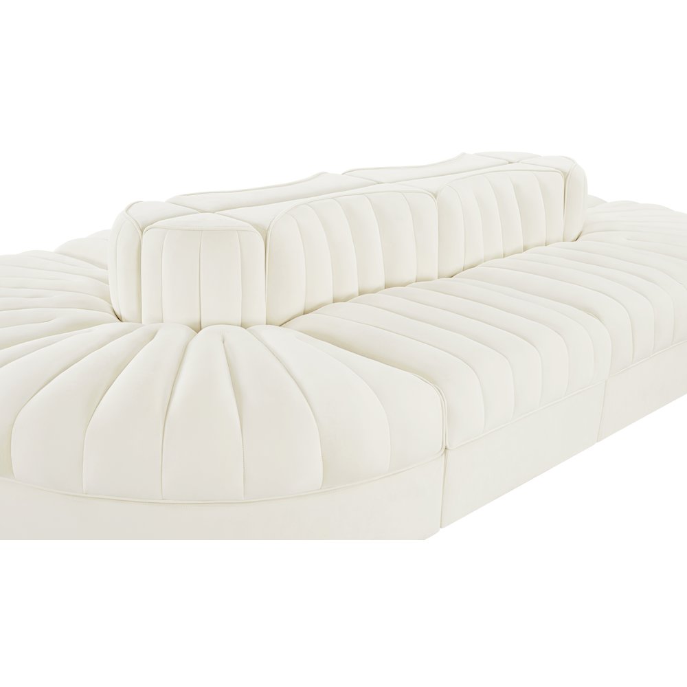 Rummi Cream Velvet Performance Fabric Upholstered 8pc. Modular Sectional