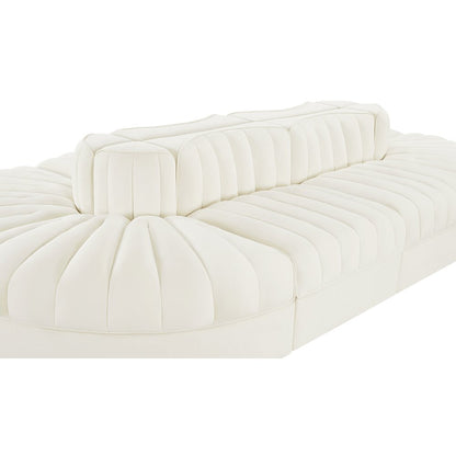 Rummi Cream Velvet Performance Fabric Upholstered 8pc. Modular Sectional