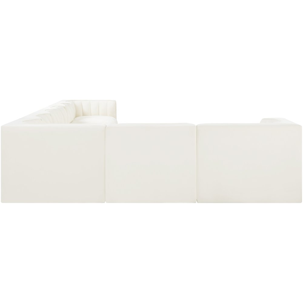 Rummi Cream Velvet Performance Fabric Upholstered 8pc. Modular Sectional