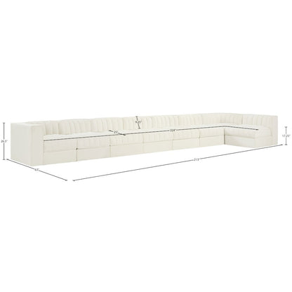 Rummi Cream Velvet Performance Fabric Upholstered 8pc. Modular Sectional