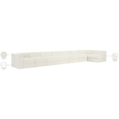 Rummi Cream Velvet Performance Fabric Upholstered 8pc. Modular Sectional