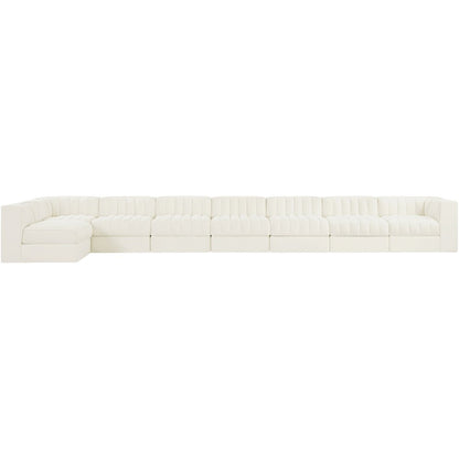 Rummi Cream Velvet Performance Fabric Upholstered 8pc. Modular Sectional
