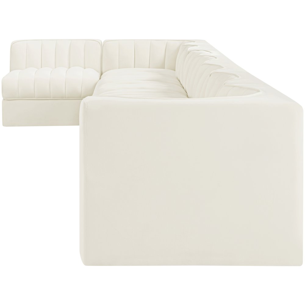 Rummi Cream Velvet Performance Fabric Upholstered 8pc. Modular Sectional