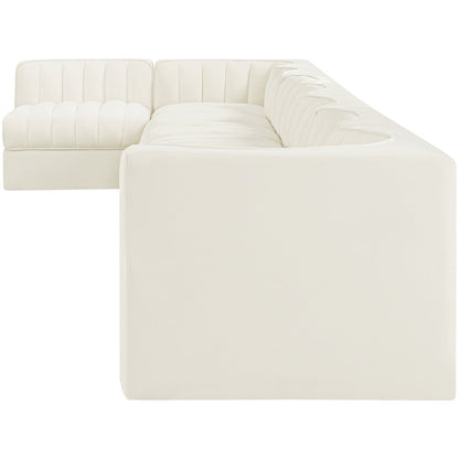 Rummi Cream Velvet Performance Fabric Upholstered 8pc. Modular Sectional