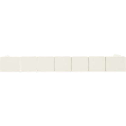 Rummi Cream Velvet Performance Fabric Upholstered 8pc. Modular Sectional