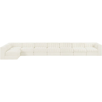 Rummi Cream Velvet Performance Fabric Upholstered 8pc. Modular Sectional