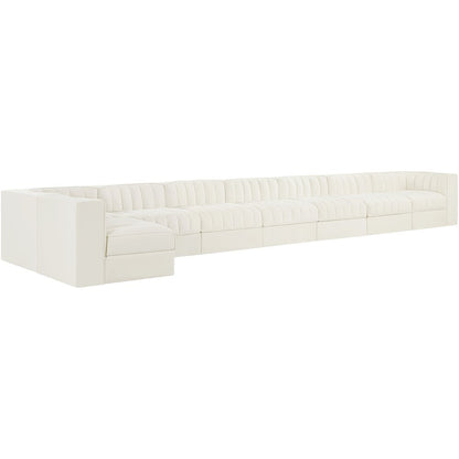 Rummi Cream Velvet Performance Fabric Upholstered 8pc. Modular Sectional