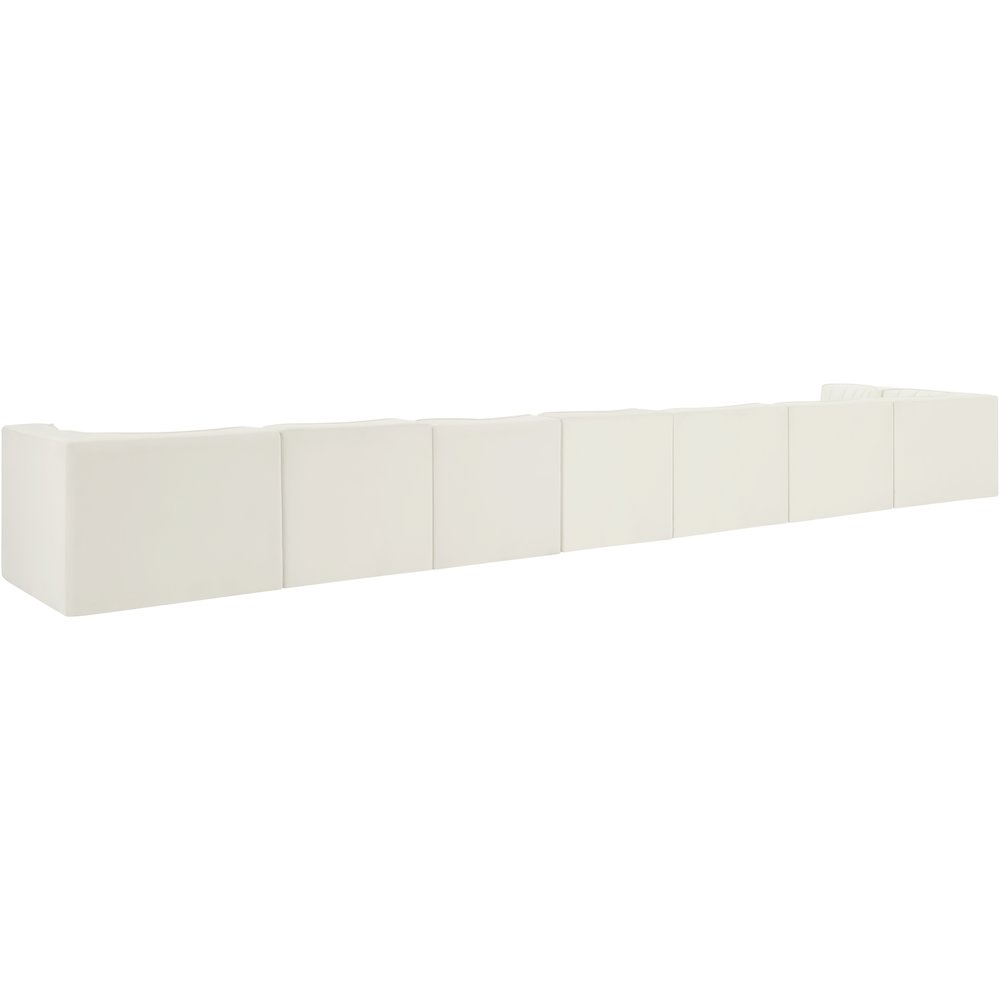 Rummi Cream Velvet Performance Fabric Upholstered 8pc. Modular Sectional