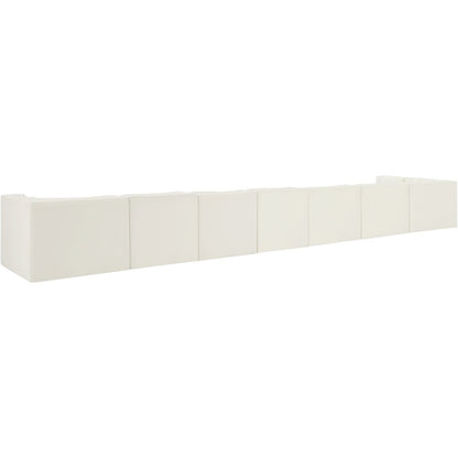 Rummi Cream Velvet Performance Fabric Upholstered 8pc. Modular Sectional