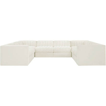 Rummi Cream Velvet Performance Fabric Upholstered 8pc.Modular Sectional