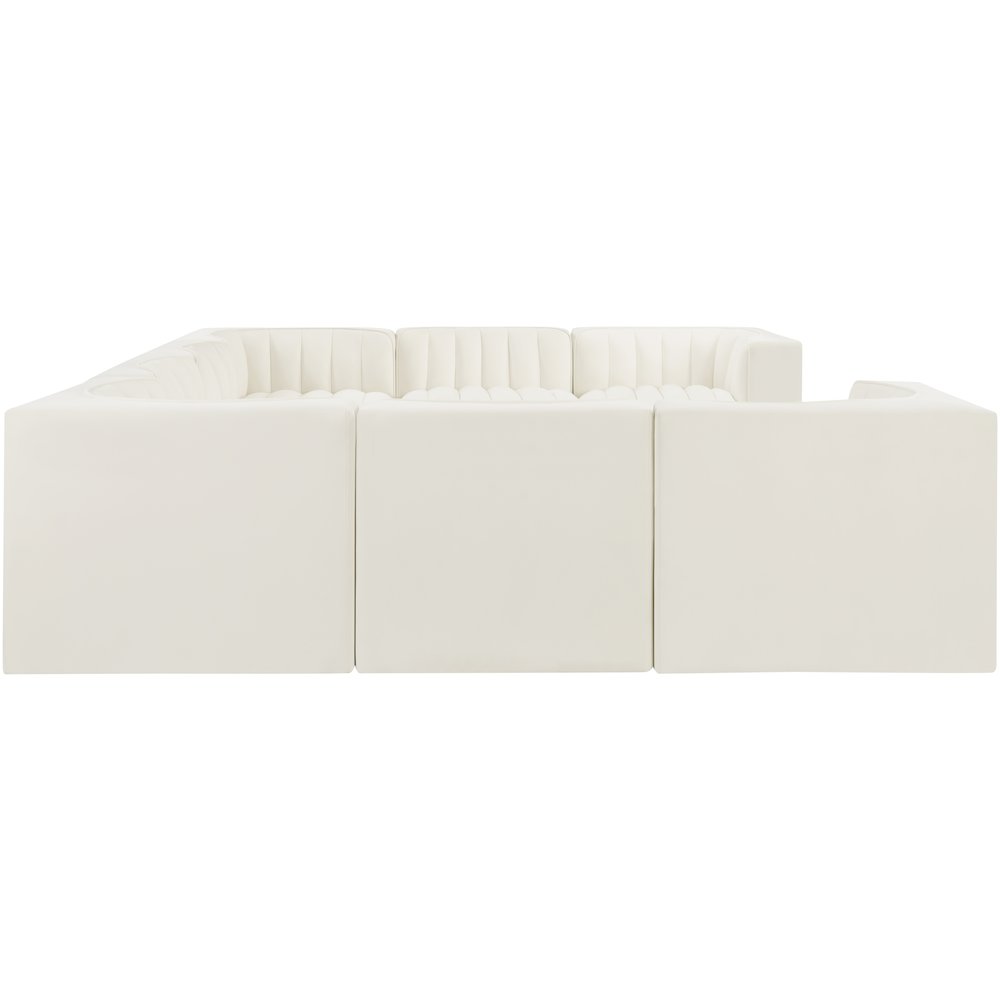 Rummi Cream Velvet Performance Fabric Upholstered 8pc.Modular Sectional