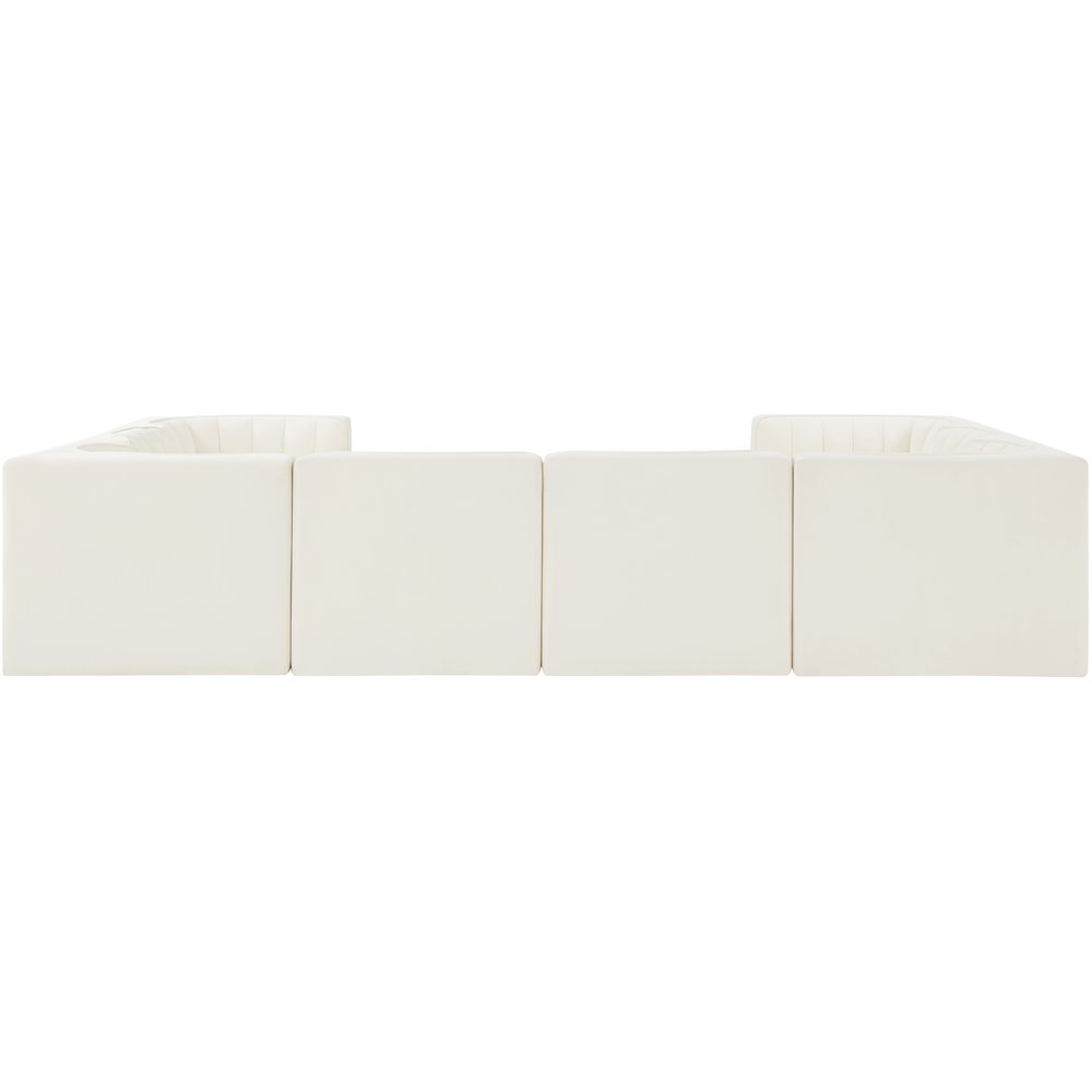 Rummi Cream Velvet Performance Fabric Upholstered 8pc.Modular Sectional