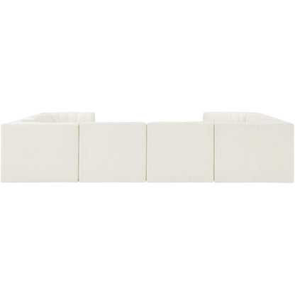 Rummi Cream Velvet Performance Fabric Upholstered 8pc.Modular Sectional
