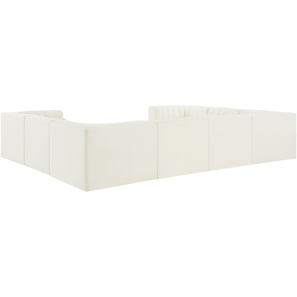 Rummi Cream Velvet Performance Fabric Upholstered 8pc.Modular Sectional