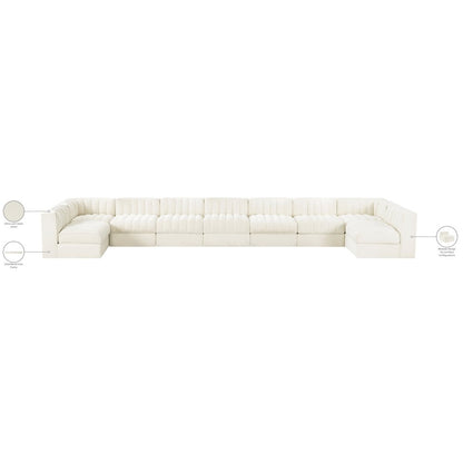 Rummi Cream Velvet Performance Fabric Upholstered 9pc. Modular Sectional