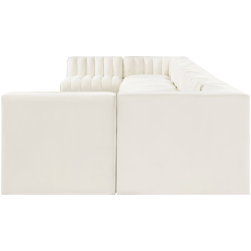 Rummi Cream Velvet Performance Fabric Upholstered 9pc. Modular Sectional