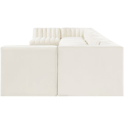 Rummi Cream Velvet Performance Fabric Upholstered 9pc. Modular Sectional