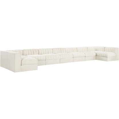 Rummi Cream Velvet Performance Fabric Upholstered 9pc. Modular Sectional