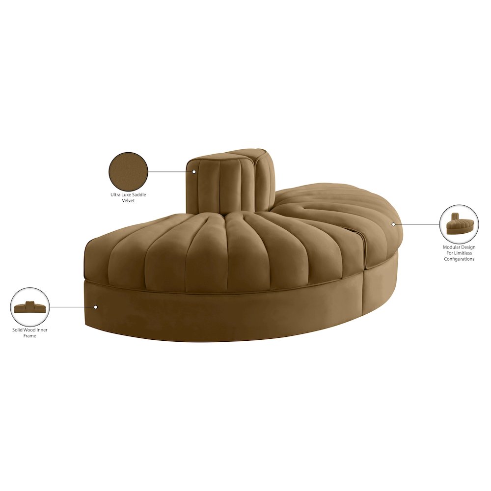 Rummi Saddle Velvet Performance Fabric Upholstered 2pc. Modular Loveseat