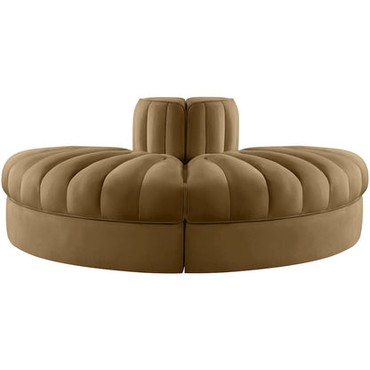 Rummi Saddle Velvet Performance Fabric Upholstered 2pc. Modular Loveseat