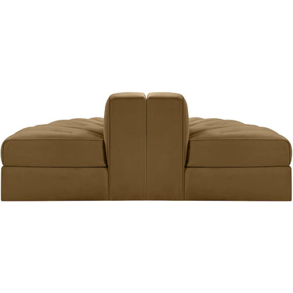 Rummi Saddle Velvet Performance Fabric Upholstered 2pc. Modular Loveseat