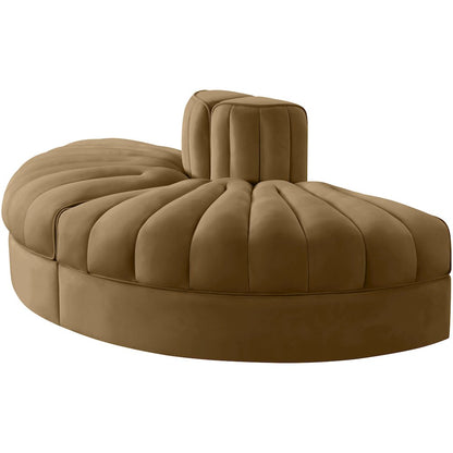Rummi Saddle Velvet Performance Fabric Upholstered 2pc. Modular Loveseat