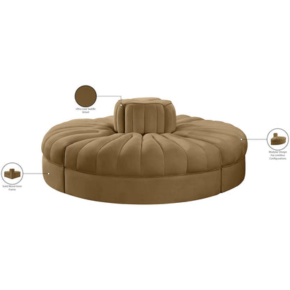 Rummi Saddle Velvet Performance Fabric Upholstered 4pc. Modular Sofa