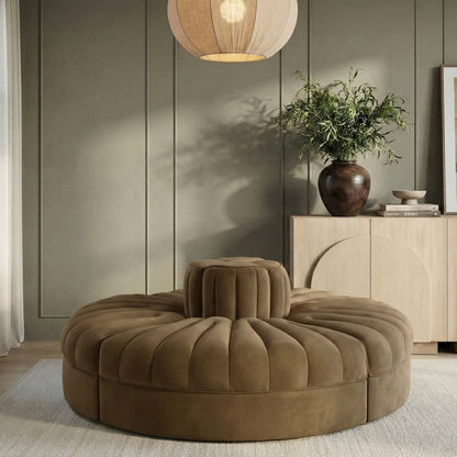 Rummi Saddle Velvet Performance Fabric Upholstered 4pc. Modular Sofa