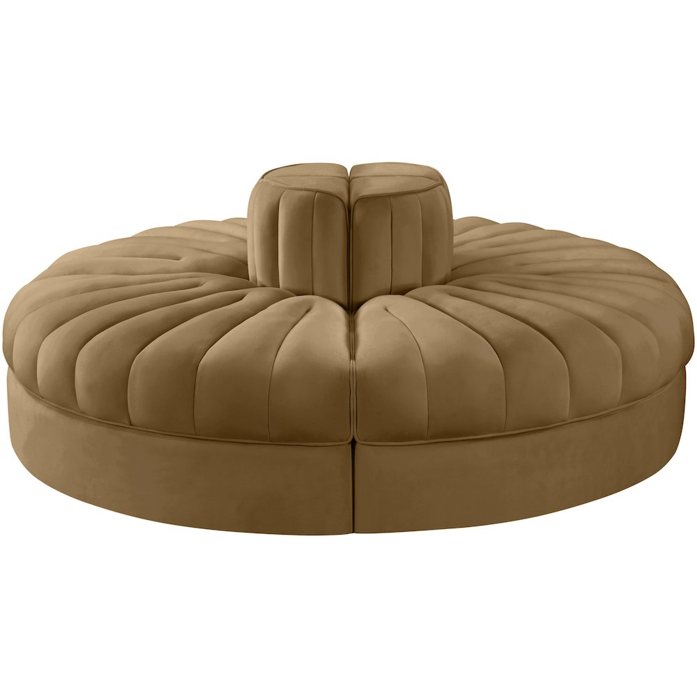 Rummi Saddle Velvet Performance Fabric Upholstered 4pc. Modular Sofa
