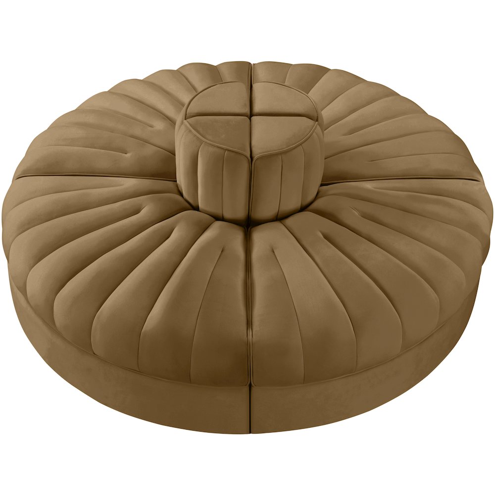Rummi Saddle Velvet Performance Fabric Upholstered 4pc. Modular Sofa