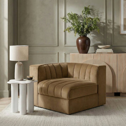 Rummi Saddle Velvet Performance Fabric Upholstered Modular Chair