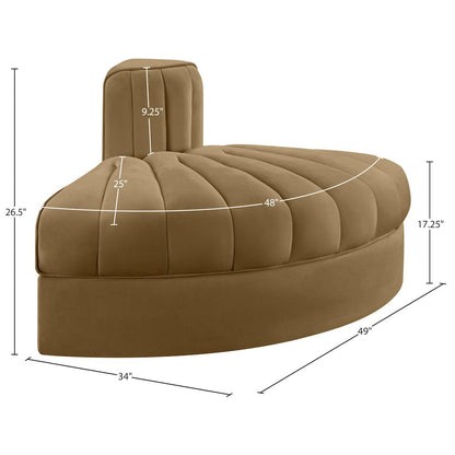Rummi Saddle Velvet Performance Fabric Upholstered Modular Chair