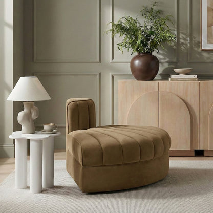 Rummi Saddle Velvet Performance Fabric Upholstered Modular Chair