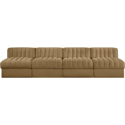 Rummi Saddle Velvet Performance Fabric Upholstered 4pc. Modular Sofa
