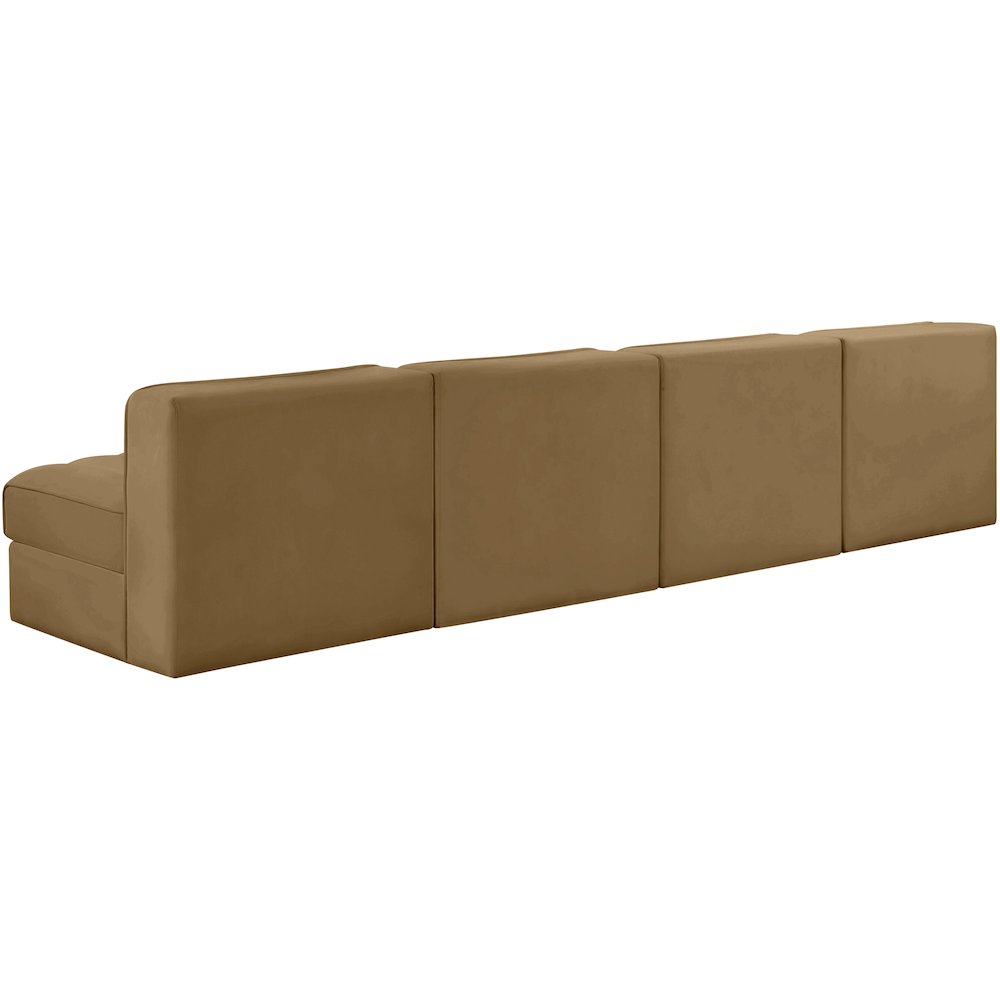 Rummi Saddle Velvet Performance Fabric Upholstered 4pc. Modular Sofa