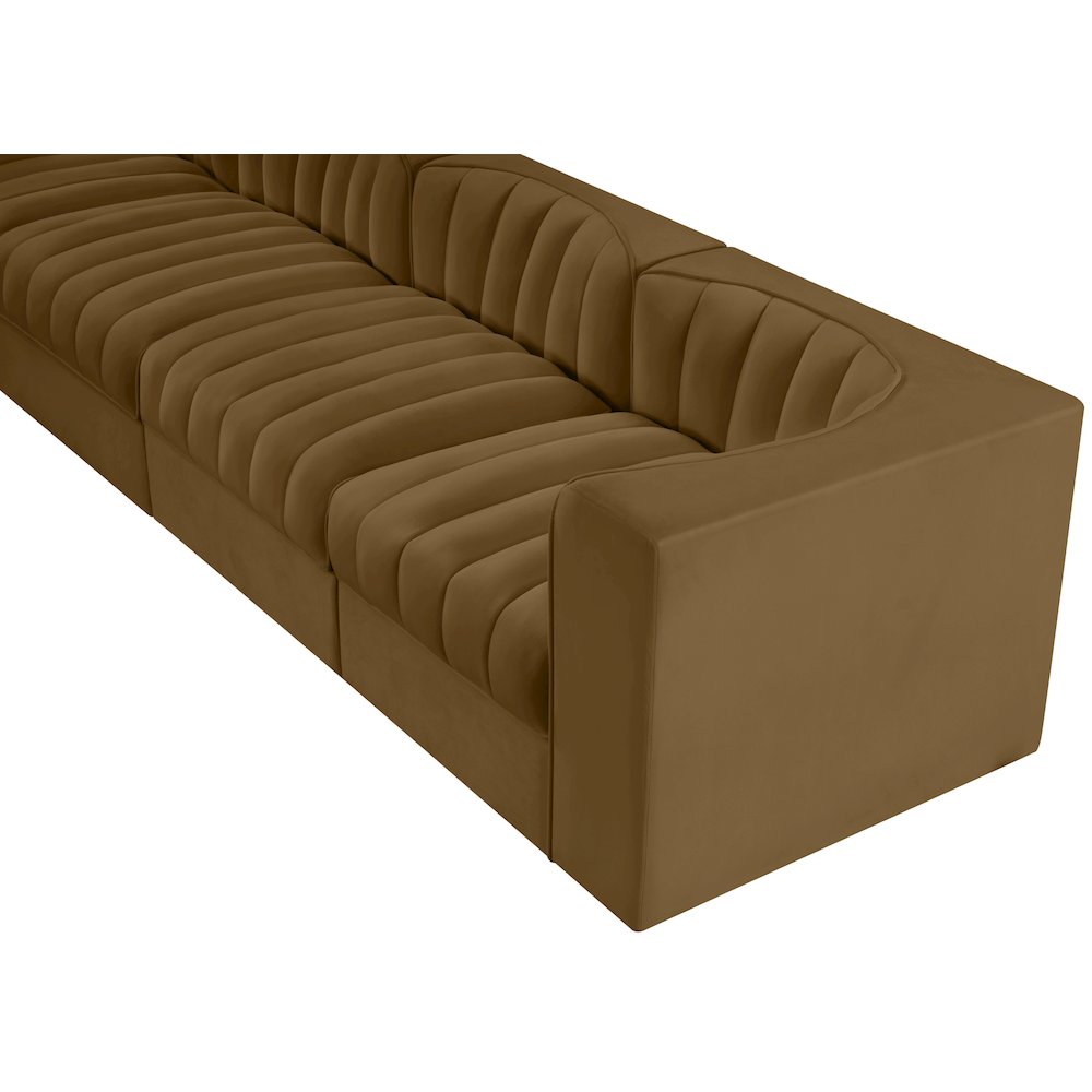 Rummi Saddle Velvet Performance Fabric Upholstered 4pc. Modular Sofa