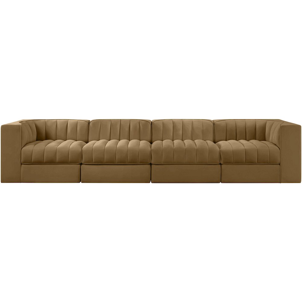 Rummi Saddle Velvet Performance Fabric Upholstered 4pc. Modular Sofa