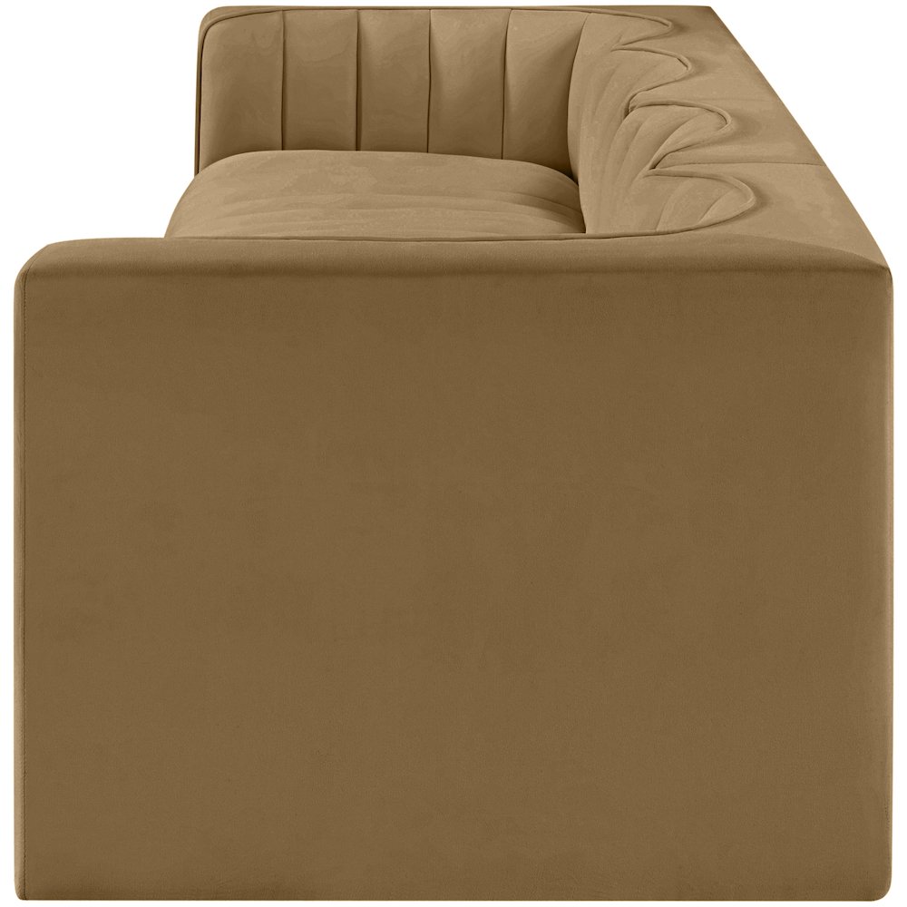 Rummi Saddle Velvet Performance Fabric Upholstered 4pc. Modular Sofa
