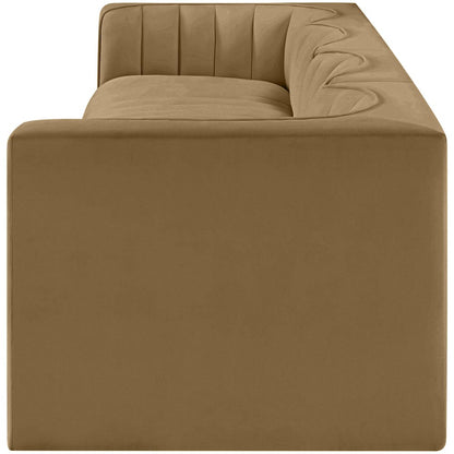 Rummi Saddle Velvet Performance Fabric Upholstered 4pc. Modular Sofa