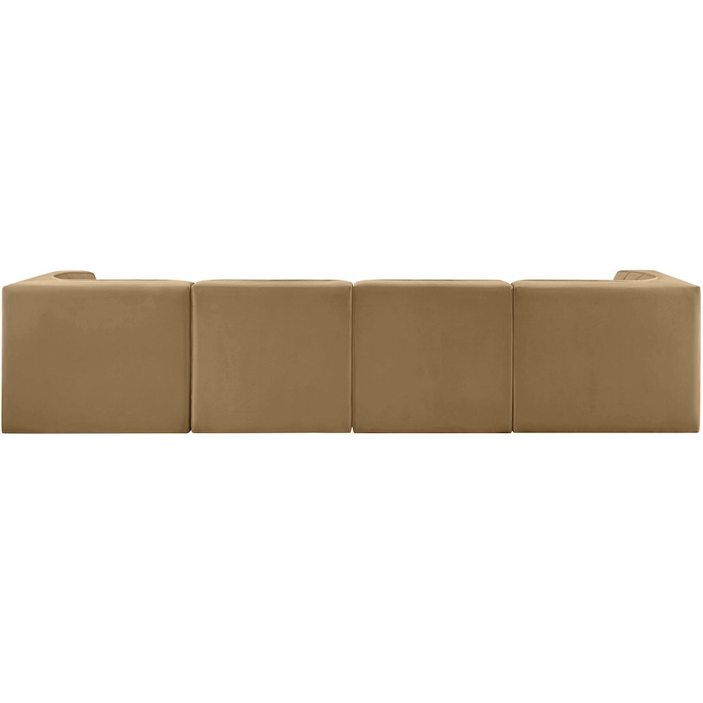 Rummi Saddle Velvet Performance Fabric Upholstered 4pc. Modular Sofa