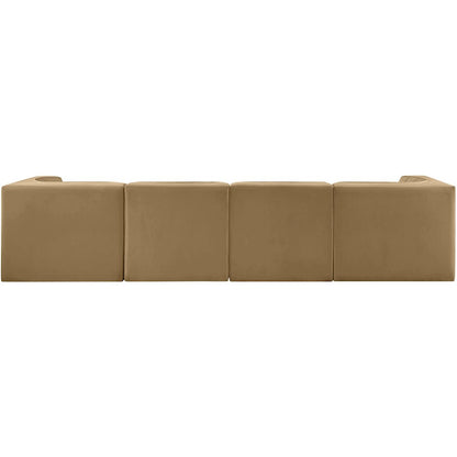 Rummi Saddle Velvet Performance Fabric Upholstered 4pc. Modular Sofa