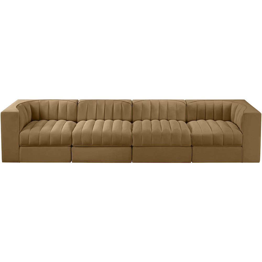Rummi Saddle Velvet Performance Fabric Upholstered 4pc. Modular Sofa