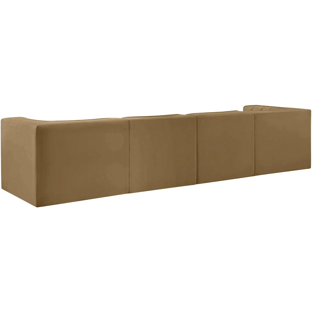Rummi Saddle Velvet Performance Fabric Upholstered 4pc. Modular Sofa