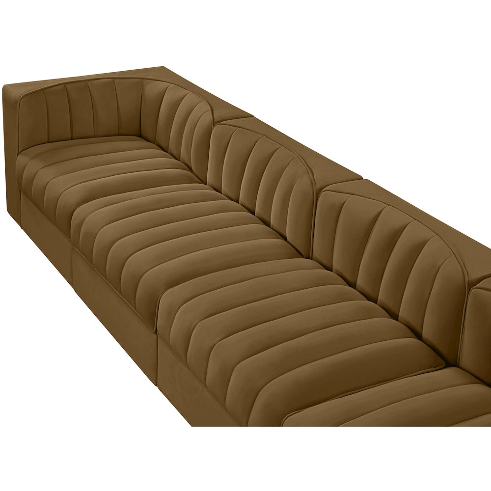 Rummi Saddle Velvet Performance Fabric Upholstered 4pc. Modular Sofa