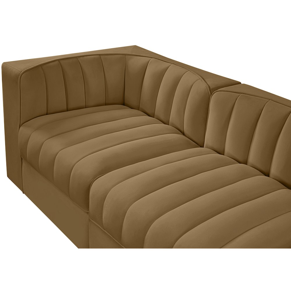 Rummi Saddle Velvet Performance Fabric Upholstered 5pc. Modular Sofa