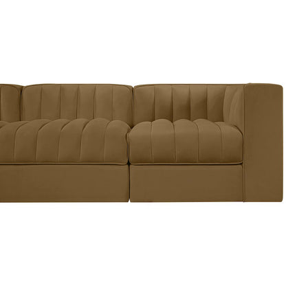 Rummi Saddle Velvet Performance Fabric Upholstered 5pc. Modular Sofa