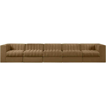 Rummi Saddle Velvet Performance Fabric Upholstered 5pc. Modular Sofa