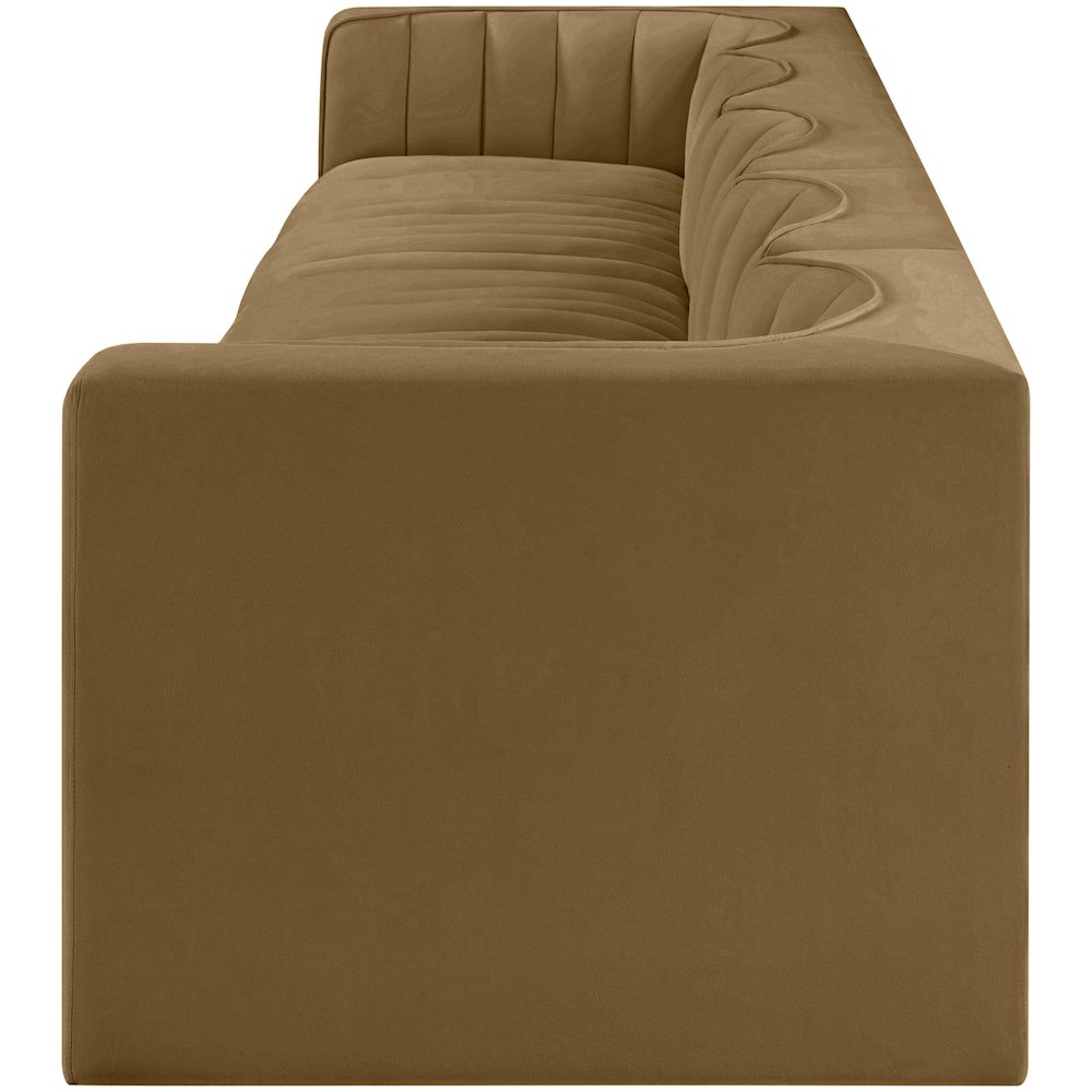 Rummi Saddle Velvet Performance Fabric Upholstered 5pc. Modular Sofa